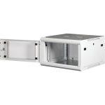 Rack szekrény, fali, 19", 6U, lapraszerelt, LANDE "PROlineB", szürke