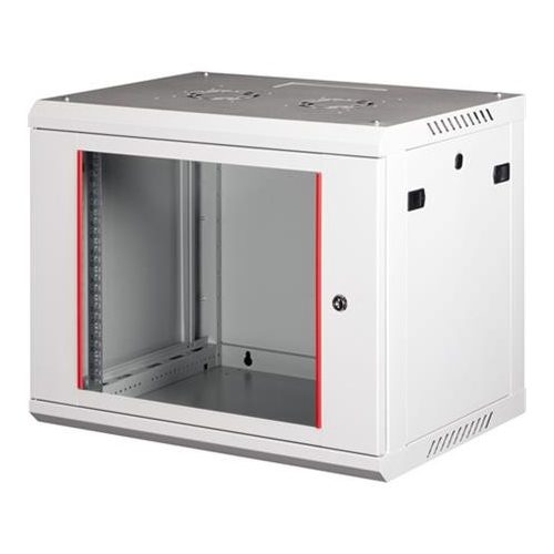 Rack szekrény, fali, 19", 9U, lapraszerelt, LANDE "PROlineB", szürke