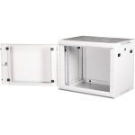 Rack szekrény, fali, 19", 9U, lapraszerelt, LANDE "PROlineB", szürke