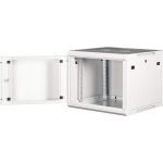 Rack szekrény, fali, 19", 9U, lapraszerelt, LANDE "PROlineB", szürke