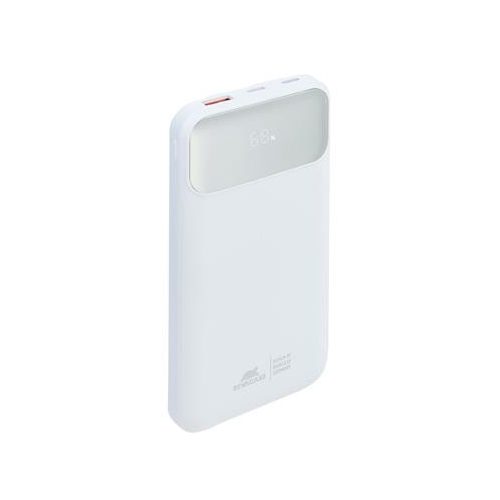 Hordozható akkumulátor, beépített kábellel, 10000mAh, RIVACASE "VA2211", fehér