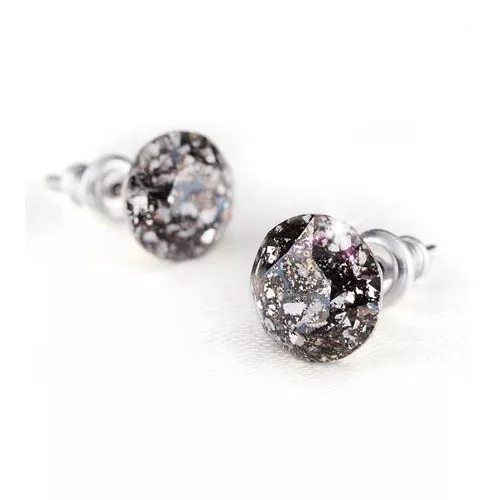 Fülbevaló, fekete csipke mintás SWAROVSKI® kristállyal, 8mm, ART CRYSTELLA®