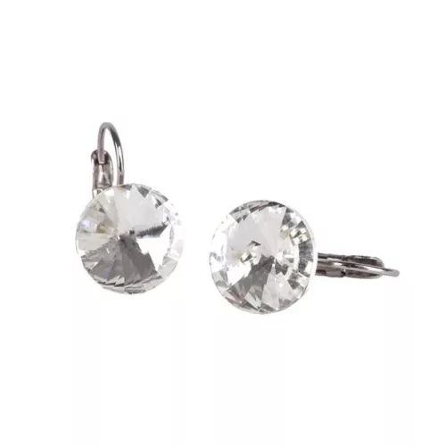 Fülbevaló, francia kapcsos, natúr fehér, SWAROVSKI® kristállyal, 12 mm, ART CRYSTELLA®
