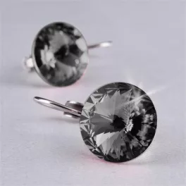   Fülbevaló, francia kapcsos, Black Diamond, SWAROVSKI® kristállyal, 12 mm, ART CRYSTELLA®