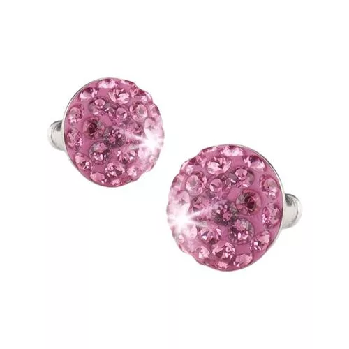 Fülbevaló, félgömb, rózsaszín, SWAROVSKI® kristállyal, 10mm, ART CRYSTELLA®