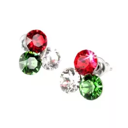   Fülbevaló, piros-fehér-zöld SWAROVSKI® kristállyal, 11mm, ART CRYSTELLA®