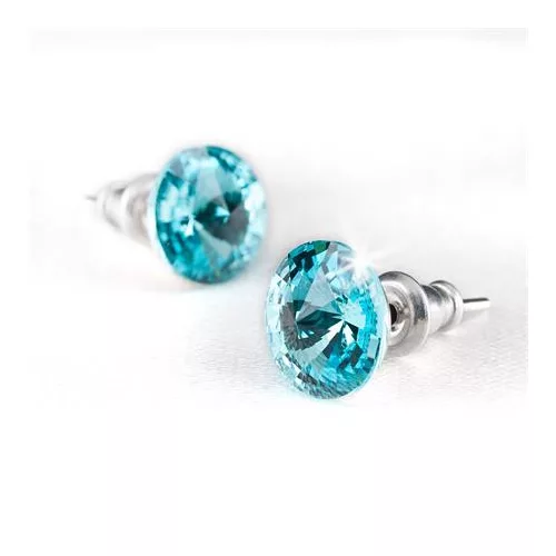 Fülbevaló, light türkíz SWAROVSKI® kristállyal, csúcsos, 8mm, ART CRYSTELLA®