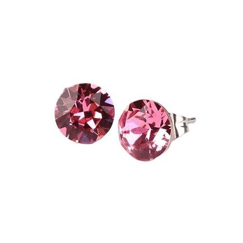 Fülbevaló, rózsaszín SWAROVSKI® kristállyal, 8 mm, ART CRYSTELLA®