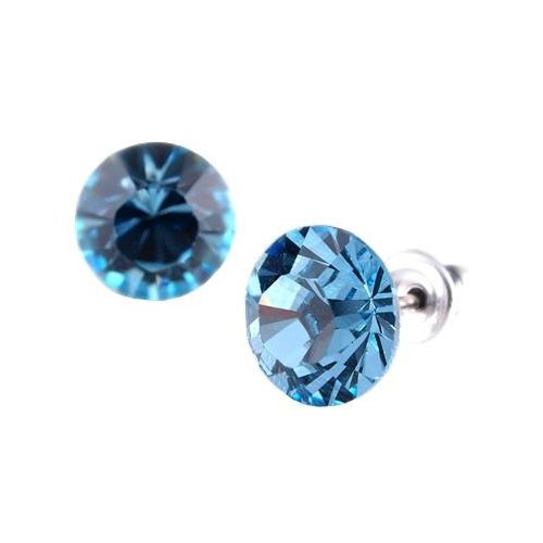 Fülbevaló, aquakék SWAROVSKI® kristállyal, 8 mm, ART CRYSTELLA®