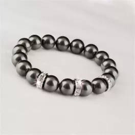   Karkötő, fekete SWAROVSKI® gyöngyből, fehér rondella kristállyal, 10mm, ART CRYSTELLA® M