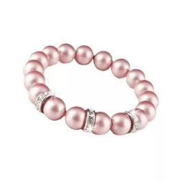   Karkötő SWAROVSKI® gyöngyből, rózsaszín, fehér rondella kristály, ART CRYSTELLA, M
