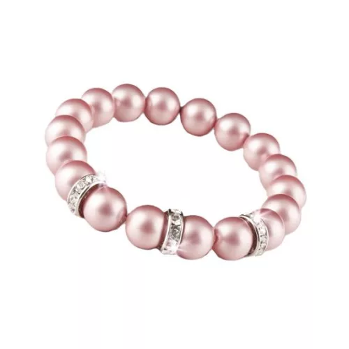 Karkötő SWAROVSKI® gyöngyből, rózsaszín, fehér rondella kristály, ART CRYSTELLA, M