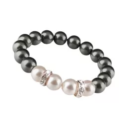   Karkötő, fekete-fehér SWAROVSKI® gyöngyből, rondella kristállyal, 10mm, ART CRYSTELLA® M