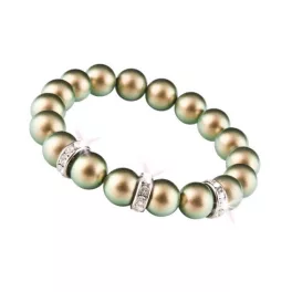   Karkötő, zöld SWAROVSKI® gyöngyből, fehér rondella kristállyal, 10mm, ART CRYSTELLA® M