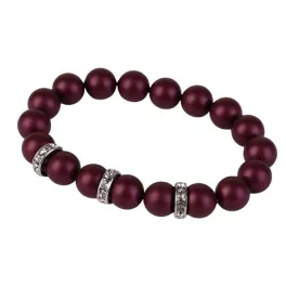   Karkötő, bíborlila SWAROVSKI® gyöngyből, fehér rondella kristállyal, 10mm, ART CRYSTELLA® M
