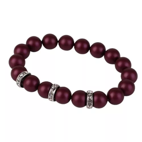 Karkötő, bíborlila SWAROVSKI® gyöngyből, fehér rondella kristállyal, 10mm, ART CRYSTELLA® M