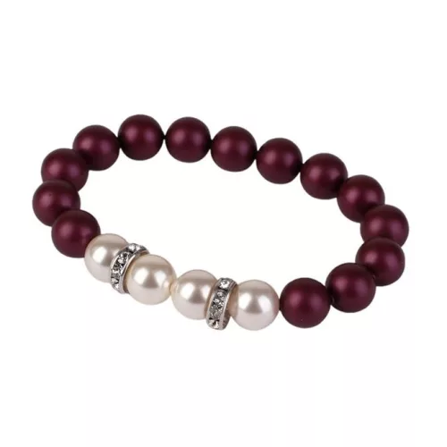 Karkötő, bíborlila-fehér SWAROVSKI® gyöngyből, fehér rondella kristállyal, 10mm, ART CRYSTELLA® M