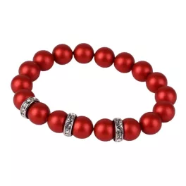   Karkötő, tűzpiros SWAROVSKI® gyöngyből, fehér rondella kristállyal, 10mm, ART CRYSTELLA® M