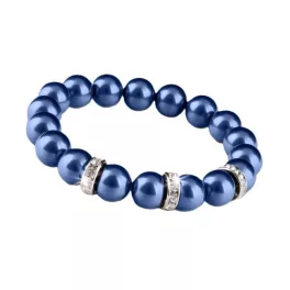   Karkötő, sötétkék SWAROVSKI® gyöngyből, fehér rondella kristállyal, 10mm, ART CRYSTELLA® M