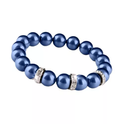 Karkötő, sötétkék SWAROVSKI® gyöngyből, fehér rondella kristállyal, 10mm, ART CRYSTELLA® M