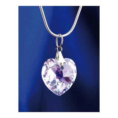 Nyaklánc, szív formájú, fehér színjátszós SWAROVSKI® kristállyal, 18mm ART CRYSTELLA®
