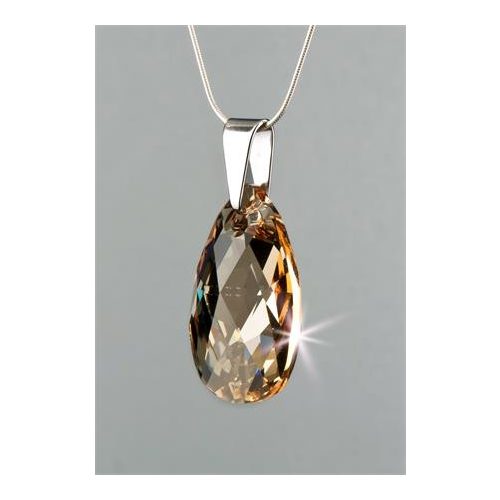 Nyaklánc, esőcsepp formájú, pezsgő színű SWAROVSKI® kristállyal, 16mm, ART CRYSTELLA®