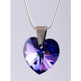  Nyaklánc, szív formájú, sötét lila SWAROVSKI® kristállyal, 18mm ART CRYSTELLA®