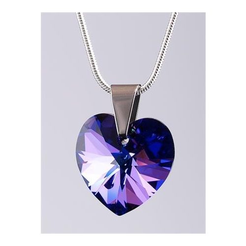 Nyaklánc, szív formájú, sötét lila SWAROVSKI® kristállyal, 18mm ART CRYSTELLA®