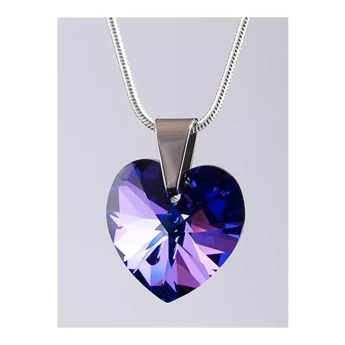 Nyaklánc, szív formájú, sötét lila SWAROVSKI® kristállyal, 18mm ART CRYSTELLA®