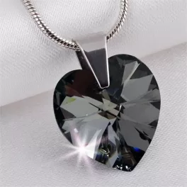   Nyaklánc, szív formájú, Black Diamond SWAROVSKI® kristállyal, 18mm ART CRYSTELLA®