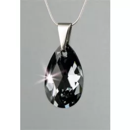   Nyaklánc, esőcsepp formájú, Black Diamond SWAROVSKI® kristállyal, 16mm, ART CRYSTELLA®
