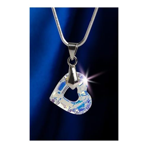 Nyaklánc, szív formájú, fehér színjátszós SWAROVSKI® kristállyal, 17 mm, ART CRYSTELLA®