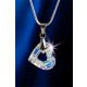 Nyaklánc, szív formájú, fehér színjátszós SWAROVSKI® kristállyal, 17 mm, ART CRYSTELLA®