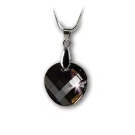   Nyaklánc, kerek formájú, Black Diamond SWAROVSKI® medállal, 18mm ART CRYSTELLA®