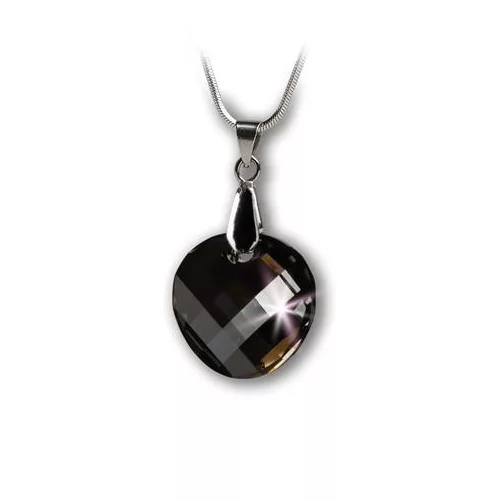 Nyaklánc, kerek formájú, Black Diamond SWAROVSKI® medállal, 18mm ART CRYSTELLA®