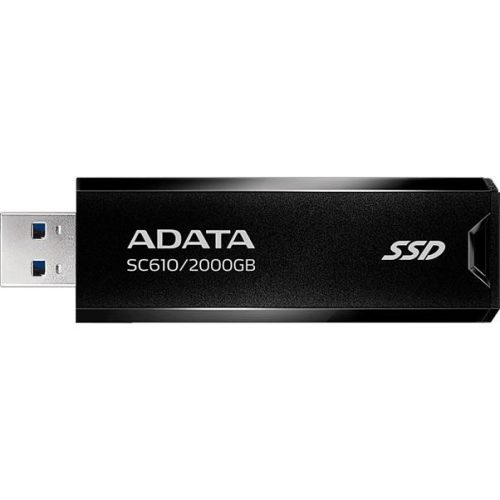 SSD (külső memória), 2TB, USB 3.2, 500/550MB/s, ADATA "SC610", fekete-piros