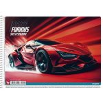 Vázlatfüzet, spirál, A4, 120 g, 20 lap, SHKOLYARYK "Fast&Furious"