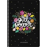 Spirálfüzet, A5, kockás, 80 lap, keményfedeles, SHKOLYARYK "Girl power", vegyes