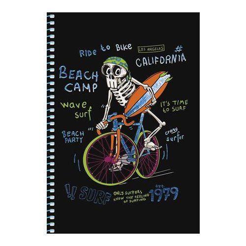 Spirálfüzet, A5, kockás, 80 lap, SHKOLYARYK " Skate board", vegyes