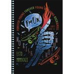 Spirálfüzet, A5, kockás, 80 lap, SHKOLYARYK " Skate board", vegyes