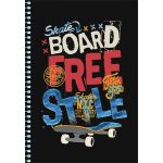 Spirálfüzet, A5, kockás, 80 lap, SHKOLYARYK " Skate board", vegyes