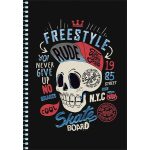 Spirálfüzet, A5, kockás, 80 lap, SHKOLYARYK " Skate board", vegyes