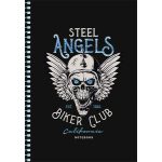 Spirálfüzet, A5, kockás, 80 lap, SHKOLYARYK " Skate board", vegyes