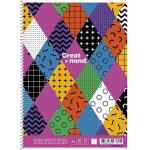 Spirálfüzet, A4+, kockás, 80 lap, SHKOLYARYK "Great Mind", vegyes
