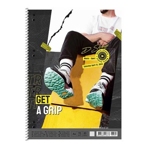 Spirálfüzet, A4+, kockás, 80 lap, SHKOLYARYK "Get a grip", vegyes