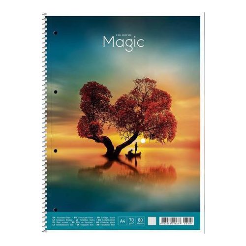 Spirálfüzet, A4+, kockás, 80 lap, SHKOLYARYK "Colourful magic", vegyes