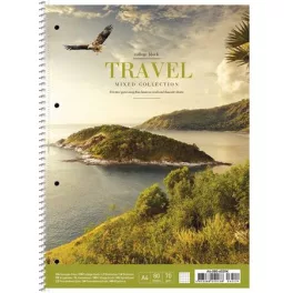   Spirálfüzet, A4+, vonalas, 80 lap, SHKOLYARYK "Travel", vegyes