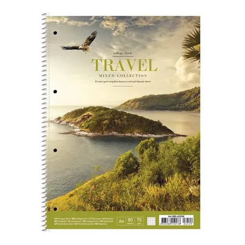 Spirálfüzet, A4+, vonalas, 80 lap, SHKOLYARYK "Travel", vegyes
