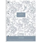 Spirálfüzet, A4+, kockás, 80 lap, SHKOLYARYK "Vintage flowers", vegyes