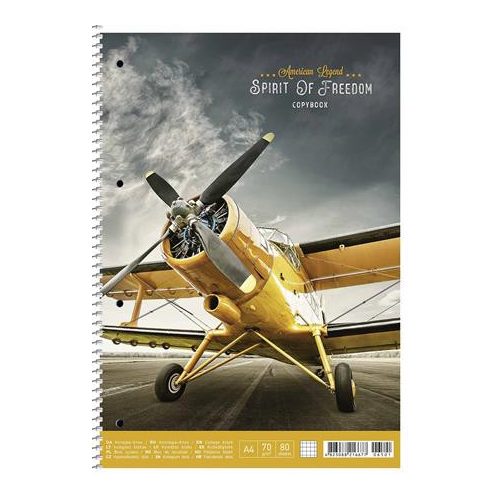 Spirálfüzet, A4, kockás, 80 lap, SHKOLYARYK "Spirit of Freedom", vegyes